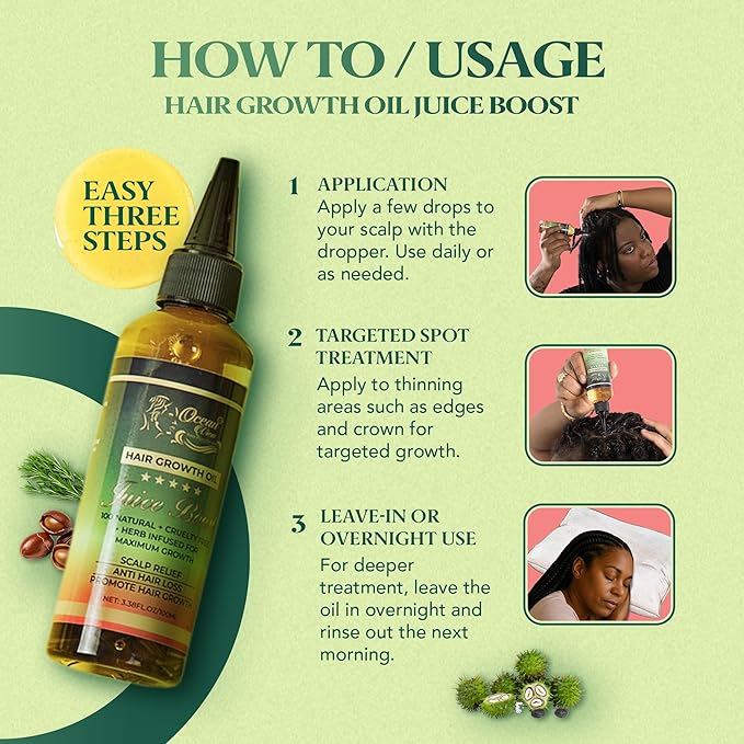 OCEAN VIEW DEEP WAVES POMADE Juice Boost- Hair Growth Oil & Scalp Serum – with Batana Oil, Rosemary & Castor – Argan, Vitamin E, Aloe Vera, Coconut – For Thinning Hair, 100ml