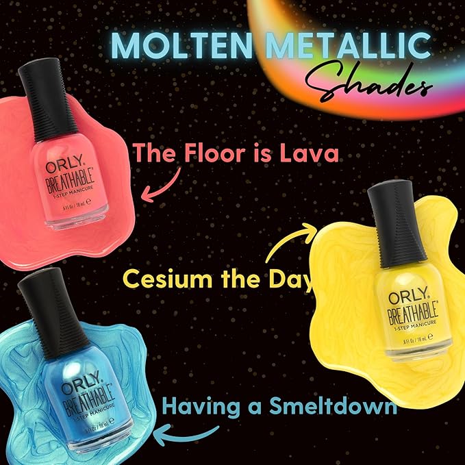 Orly Melting Point Nail Polish Collection | Creme & Shimmer Shades For Party-Ready Nails | Long-Lasting, Full Coverage Formula with Gripper Cap | Vegan & Cruelty-Free (Set of 6)