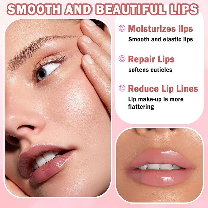 2 PCS Hydrating Clear Lip Oil Jelly Honey Lip Gloss - Korean, Big Brush Lip Oil, Plumping, Fresh Texture, Long-lasting Nourishing Lip Oils