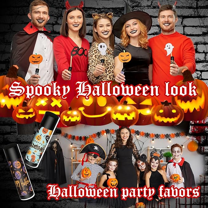 48 Pcs Halloween Spooky Lip Balm Gifts Bulk Black Lip Moisturizers Makeup Lipstick Ghost Spiderweb Skull Bat, Honey Flavor for Halloween Party Treat Bag Stuffers Women Men Adults