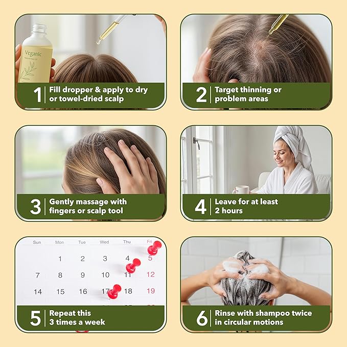 Natural Hair Growth Oil for Women infused with 10 Premium Botanic Oils plus Organic Rosemary Oil for Hair Growth | Salon-Grade Volumizing & Nourishment | Non-GMO Verified | 30-Day Supply