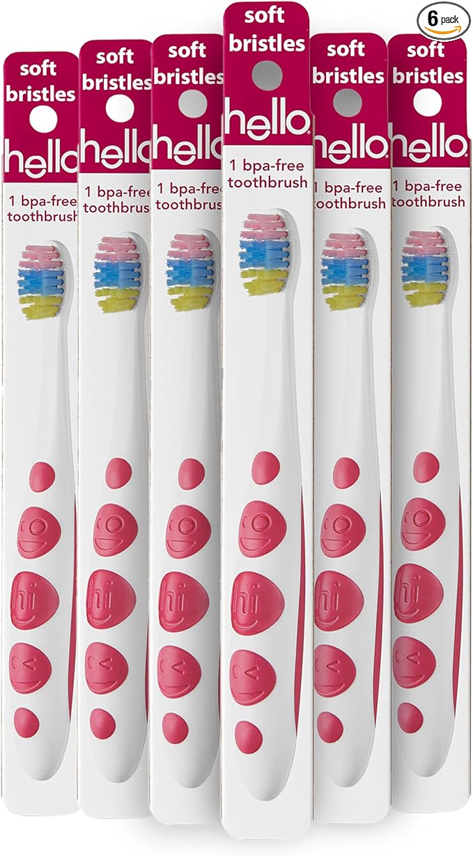 hello Soft Kids Toothbrushes, Unicorn Toothbrush Pack with Wide Handles, Made for Kids of All Ages, BPA-Free, Super Soft Bristles, Gentle on Gums, Tough on Pesky Plaque, 6 Pack