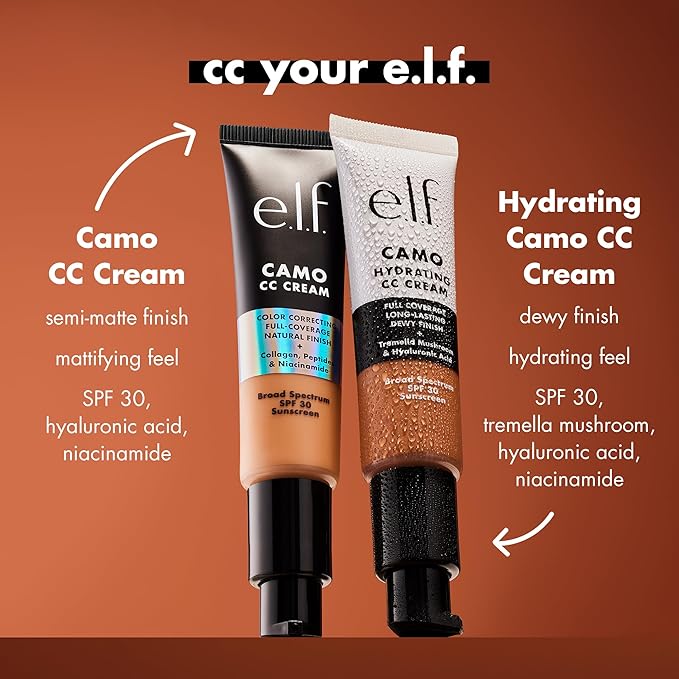 e.l.f. Hydrating Camo CC Cream, SPF 30, Color Correcting Full Coverage Foundation For A Dewy Finish, Vegan & Cruelty-Free, Light 210 N