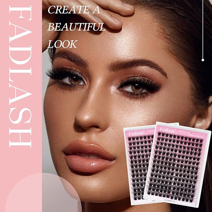 FADLASH Lash Clusters Natural Eyelash Clusters DIY D Curl Cluster Eyelash Extensions 10-16mm with Soft Thin Band Reusable Individual Lashes for Self Use (WL02, 10-16mm)