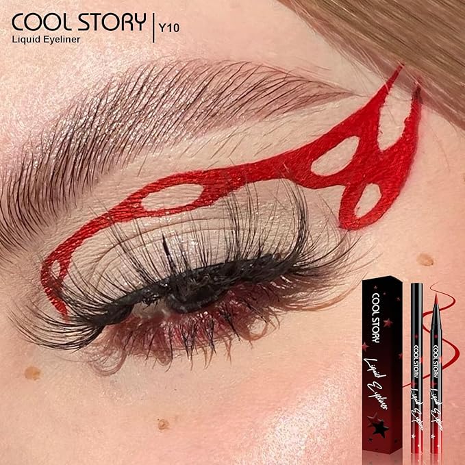 COOL STORY Liquid Eyeliner Waterproof Smudge Proof Eye Liner, 24H Long-Lasting, 0.6ml/0.02 fl.oz (Red)