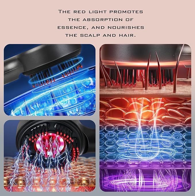 3-in-1 Hair Scalp Massager Comb - Rechargeable Cordless Portable Scalp Care Brush with Essential Oil Applicator, Gentle Scratching & Kneading Massage for Hair & Scalp Nourishment, Fit for Men & Women