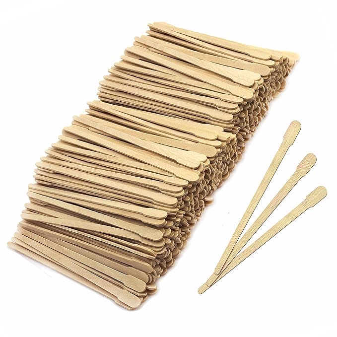 Mibly 500 Pcs Wooden Wax Sticks - Eyebrow, Lip, Nose Small Waxing Applicator Sticks for Hair Removal and Smooth Skin - Spa and Home Usage