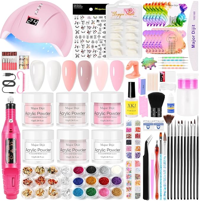 Acrylic Nail Kit Set Electric Drill Manicure Dryer Lamp Acrylic Nail 3D Art Manicure Supplies for beginners with everything
