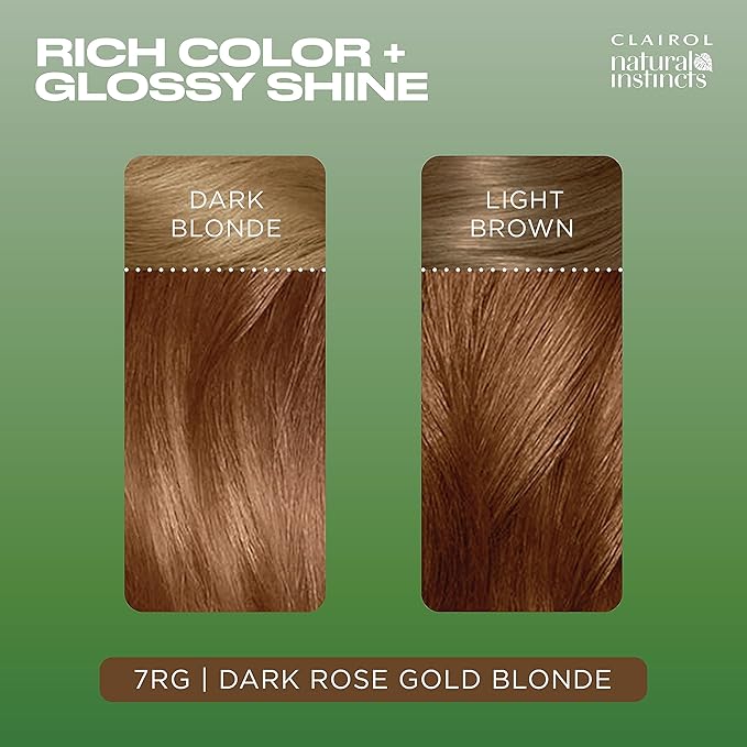 Clairol Natural Instincts Demi-Permanent Hair Dye, 7RG Dark Rose Gold Blonde Hair Color, Pack of 1