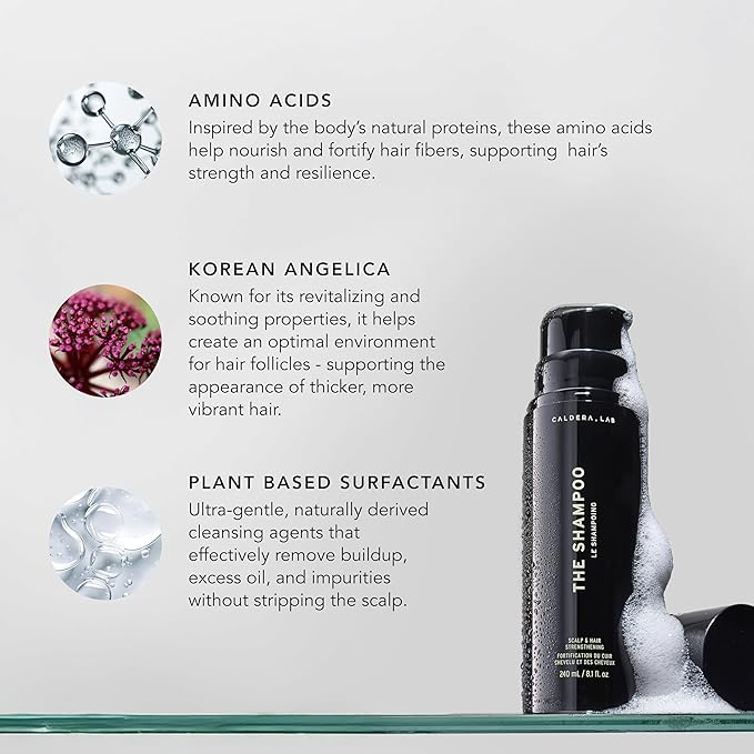 Caldera + Lab The Shampoo | Men’s Shampoo for Healthy Hair, Sulfate-Free Daily Cleanser, Dermatologically Tested - All Hair Types