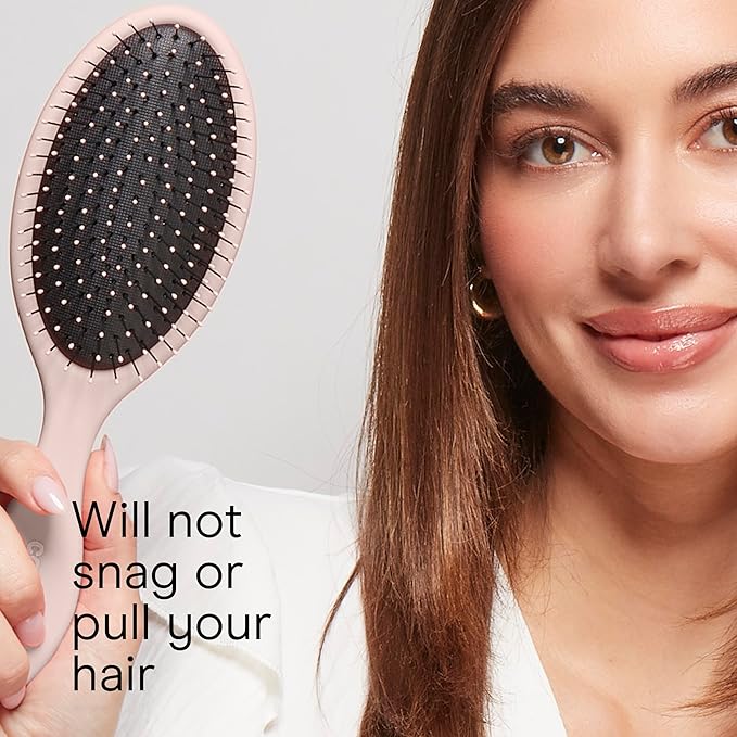 Conair Detangling Hair Brush Set, 3-Pack Detangler Brushes for Wet or Dry Hair, Gentle Detangler for All Hair Types, Bristle Hair Brushes for Women, Evergreen, Blush Pink, Black Assorted