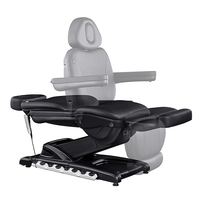 Dir Full Electrical 4 Motor Facial Beauty Bed - Doctor, Tattoo, Medical Podiatry Chair - Spa Aesthetic Chair with Thermal Heated Seats Apollo, Black