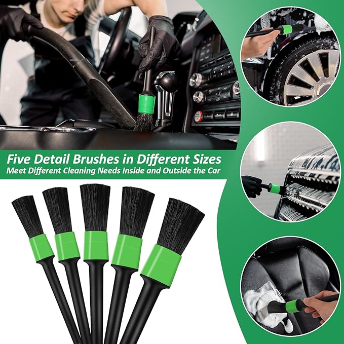 18PCS Car Detailing Brush Set, Car Interior Detailing Kit for Cleaning Interior, Exterior, Wheels, Dashboard, Upholstery Care, Professional Car Care Kit for Car Owners and Enthusiasts