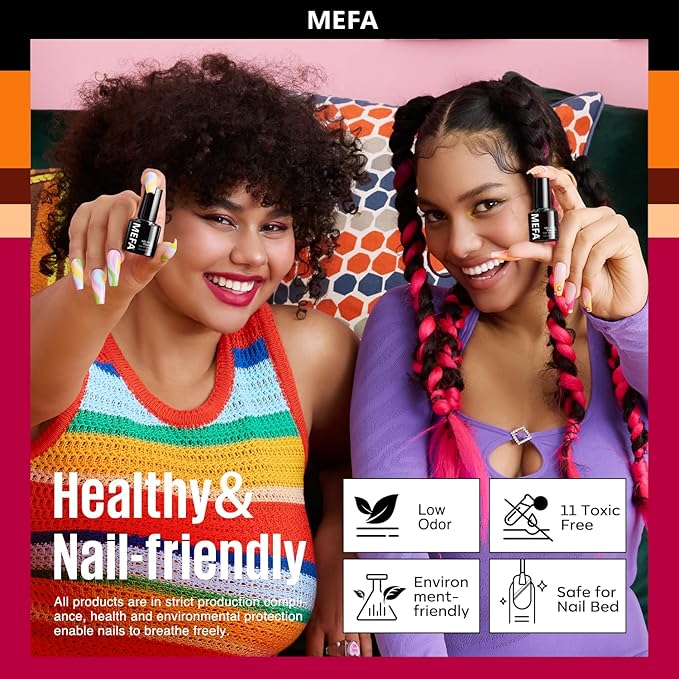 MEFA Fall Gel Nail Polish Set, 32 Colors Burgundy Red Gel Polish Set Champagne Gold Glitter Nail Polish Soak Off Dark Red Purple Shimmer Nude Brown Gel Nail Gifts for Women Girl DIY Salon