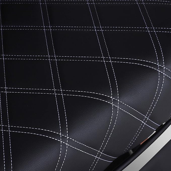 BarberPub Heavy Duty Metal Vintage Barber Chair All Purpose Hydraulic Recline Salon Beauty Spa Shampoo Equipment 3825 (Black with White Stitches)