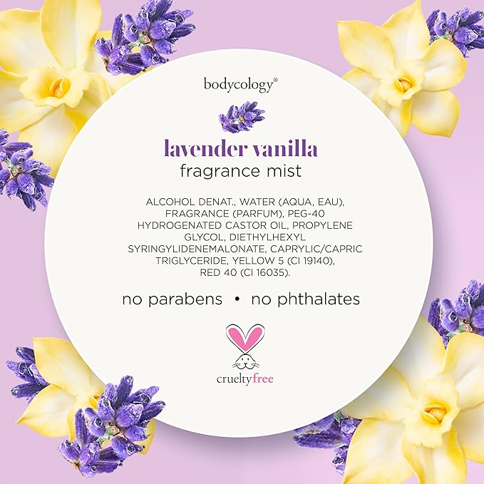 Bodycology Long-Lasting Fragrance Body Mist, Lavender Vanilla, 8 fl oz