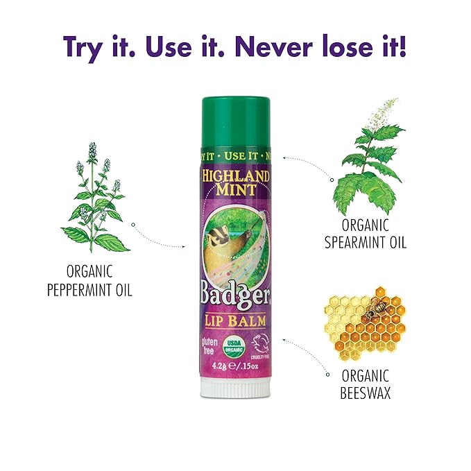 Badger Highland Mint Classic Lip Balm 0.15oz
