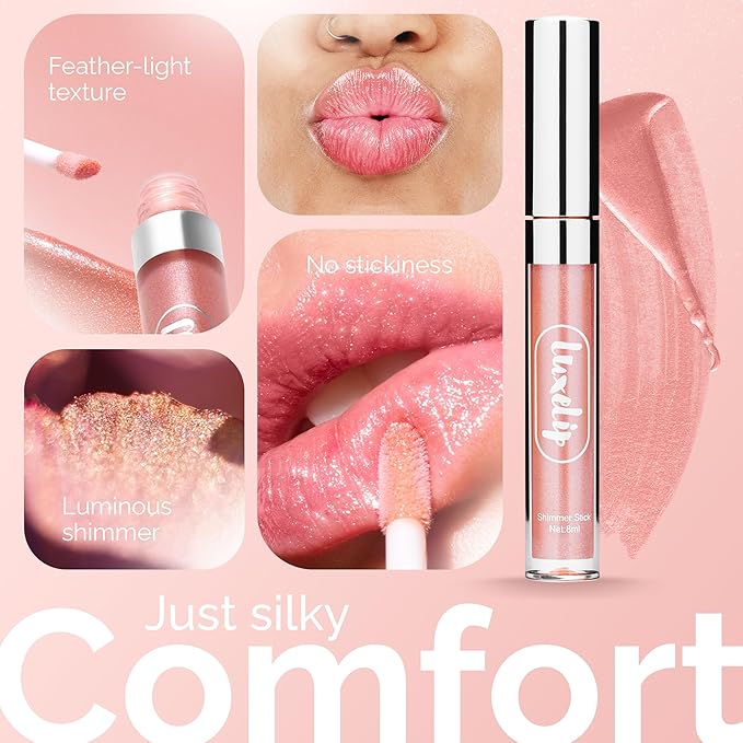 LuxeLip™ Matte Lipstick, Hydrating Non-Sticky Lip Gloss for Luminous Shine & Moisturized Lips, Lightweight, Long-Lasting Glossy Finish, Cruelty-Free Lip Makeup for Women (Luminous Pearl, 8ml)