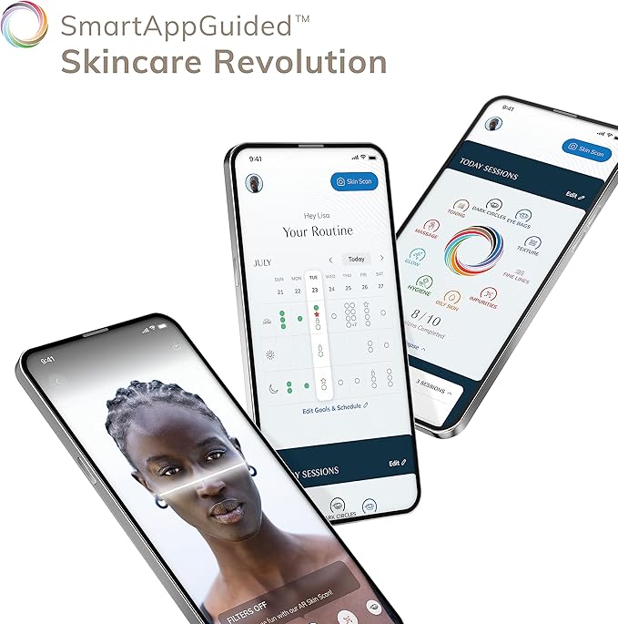 GESKE SmartAppGuided™ Sonic Facial Brush 5 in 1 | Vibrating Electric Facial Cleansing Brush | Soft Silicone Brush | Professional Facial Cleanser | Skin Cleanser & Exfoliator | Face Massager