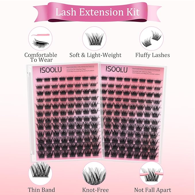 Fairy Lash Clusters Manga Individual Lashes C Curl Wispy Eyelash Clusters WideSpan Eyelash Extension Kit with Lash Bond and Seal Wet-Look Spiky Cluster Lashes (ZH14 Kit)