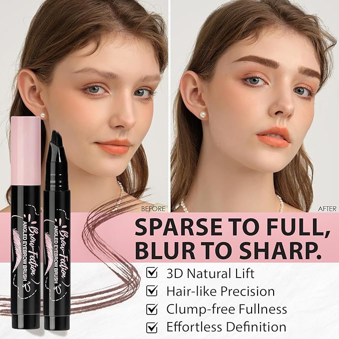 Eyebrow Pencils for Women, Liquid Microblading Eyebrow Pen with Square Angled Brush & Ultra-Fine Precision Tip – Natural Hair-Like Strokes, Waterproof, Smudge-Proof & Long-Lasting, Easy to Use (Brown)