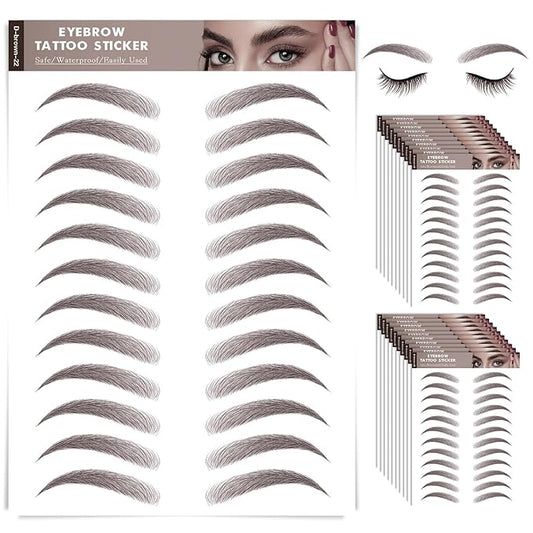 20 Sheets 240 Pairs Eyebrow Tattoo Sticker Waterproof 4D Hair-Like Natural Fake Tattoo Eyebrows Transfers Stickers Peel Off Brows Grooming Shaping Sticker in Vibrant Miami,Dark Brown