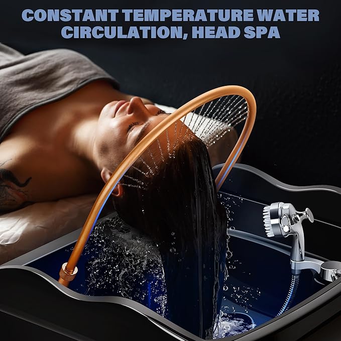 Head Spa Equipment with 60L Water Storage Tank, Warm Steam & Hair Wash Sink for Scalp Care and Relaxation (Head Spa Equipment-Black)