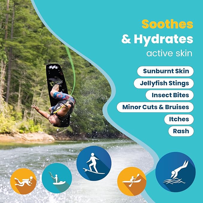 Stream2Sea Sun & Sting Aloe Soothing Gel for Face & Body, Organic Aloe Vera Gel for Sunburn Relief, Travel Size Aloe Vera Gel for Skin, Natural After Sun Care, Pure Aloe After Sun Gel, 2.5 Fl oz