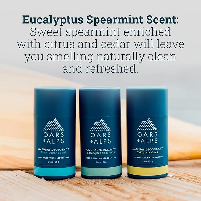 Oars + Alps Deodorant for Men & Women, Aluminum Free Deodorant for Men, Dermatologist Tested, Clean Ingredients, Non Toxic, Vegan, Long Lasting, Odor Protection, Variety Pack 3pk, 2.6oz