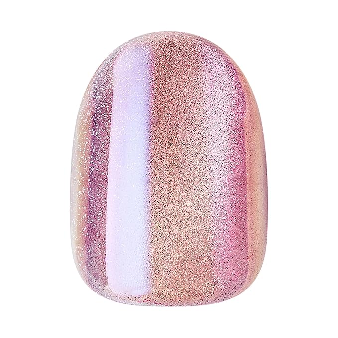 KISS colorFX by imPRESS Press On Nails , ‘Starry’, Solid Light Pink with Pearlescent Finish, Short Oval, IMPROVED adhesive, Includes 30 Fake Nails, Prep Pad, 1 Manicure Stick, 1 Mini Nail File