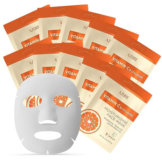 AZURE Vitamin C Under Eye Pads - Anti Aging, Lifting & Moisturizing Eye Mask Patches - Reduces Fine Lines, Wrinkles, Dark Circles & Puffiness - Skin Care Made in Korea - 10 Pairs