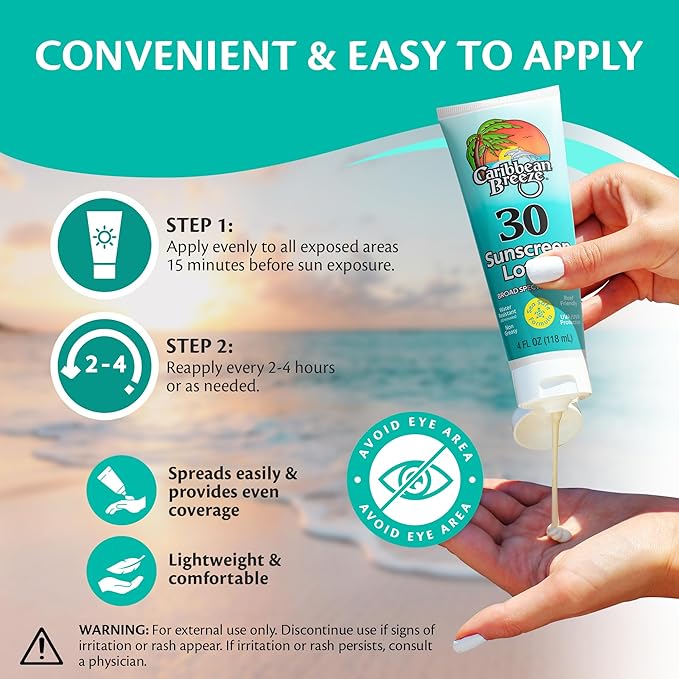 Reef Friendly Sunscreen SPF 30 Lotion, Mango Lime Scent Body Sunscreen Lotion, Rich in Anti Oxidants, Water Resistant Up to 80 Minutes, Broad Spectrum Body Lotion with Sunscreen, 4 oz, 2 Pack
