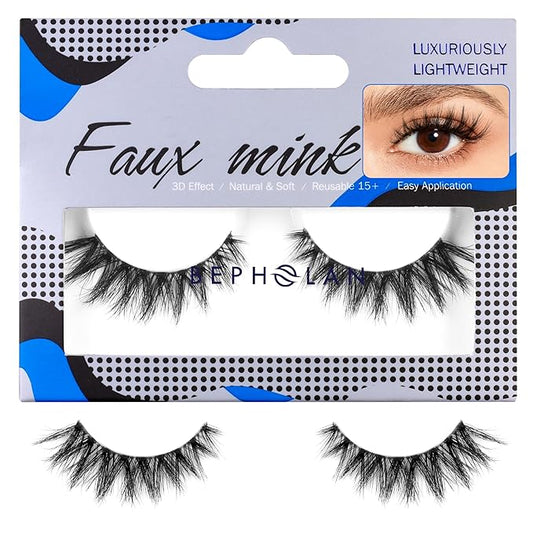 Bepholan False Eyelashes 1 Pair Natural Look 3D Fluffy False Lash Soft Band Faux Mink Volume Strip Lashes Easy to Apply(CVJ105)
