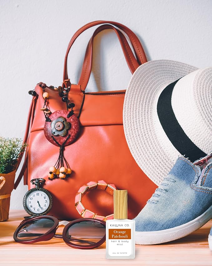 Orange Patchouli Natural Hair & Body Mist Spray, Pure Essential and Fragrance Oils, Alcohol-Free, Handmade in California, 0.5Fl Oz