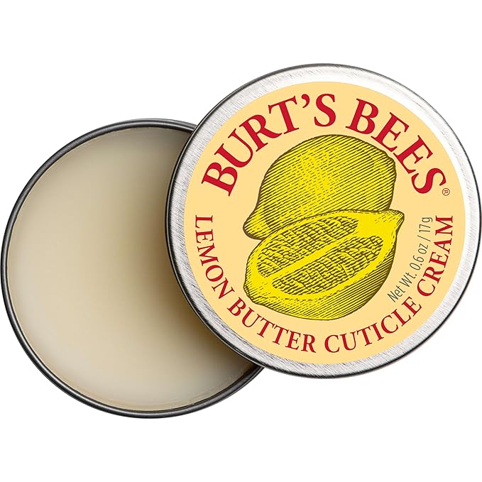 Burt's Bees Christmas Gifts, Hand Skin Care Stocking Stuffers, Moisturizing Cuticle Cream for Dry Skin, 100% Natural Origin, with Lemon Butter, 0.6 oz. (3-Pack)