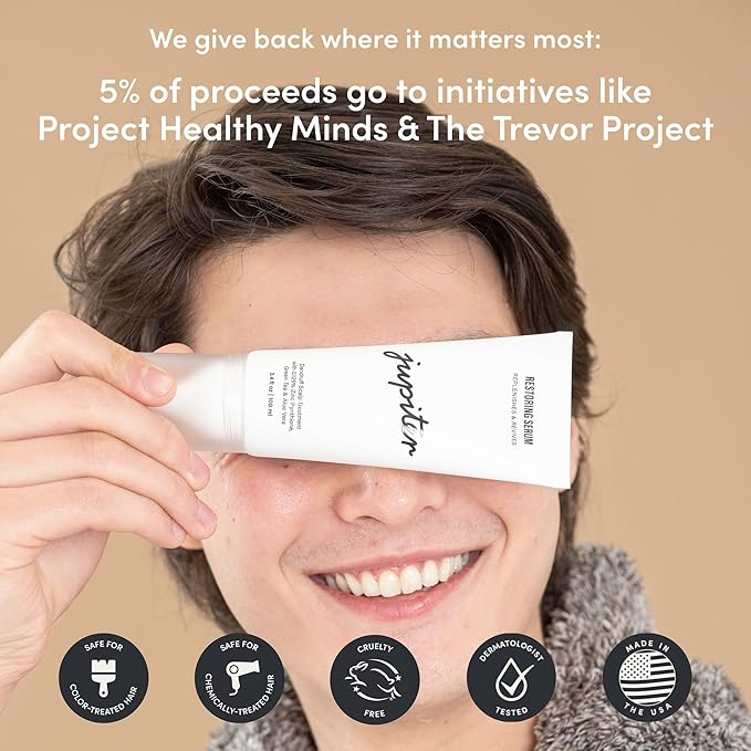 Jupiter Anti-Dandruff Scalp Serum, Leave-On Restoring Serum, for Dry, Itchy, & Oily Scalp, Aloe Vera, & Niacinamide, Color-Safe, Vegan, Cruelty-Free, Paraben, Phthalate, & Sulfate-Free, 3.4 fl oz