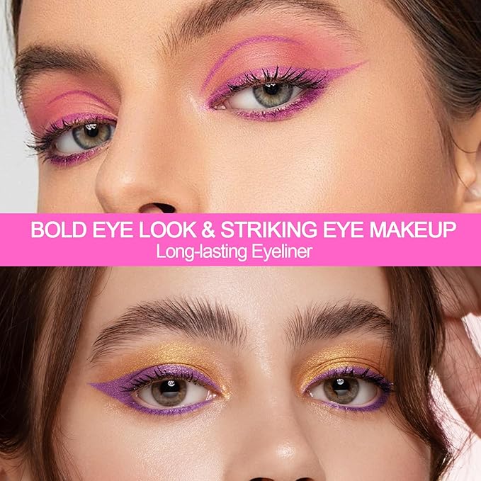 Boobeen Color Eyeliner Pencil, Metallic Glitter Eyeliner Gel, 4 in 1 Eye Makeup Stick-Eye Lip Liner, Eyeshadow, Waterproof, For Bold Glamour Makeup