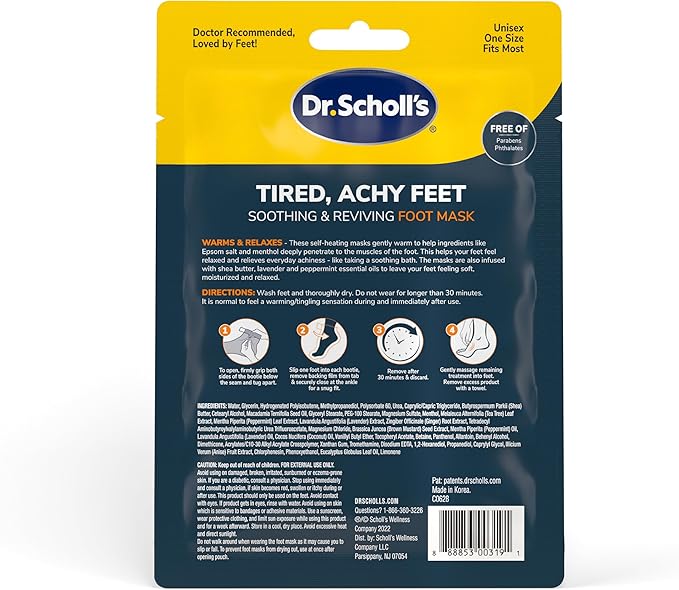 Dr. Scholl's® Tired, Achy Feet Soothing & Reviving Foot Mask, 3 Pair, Warming Booties