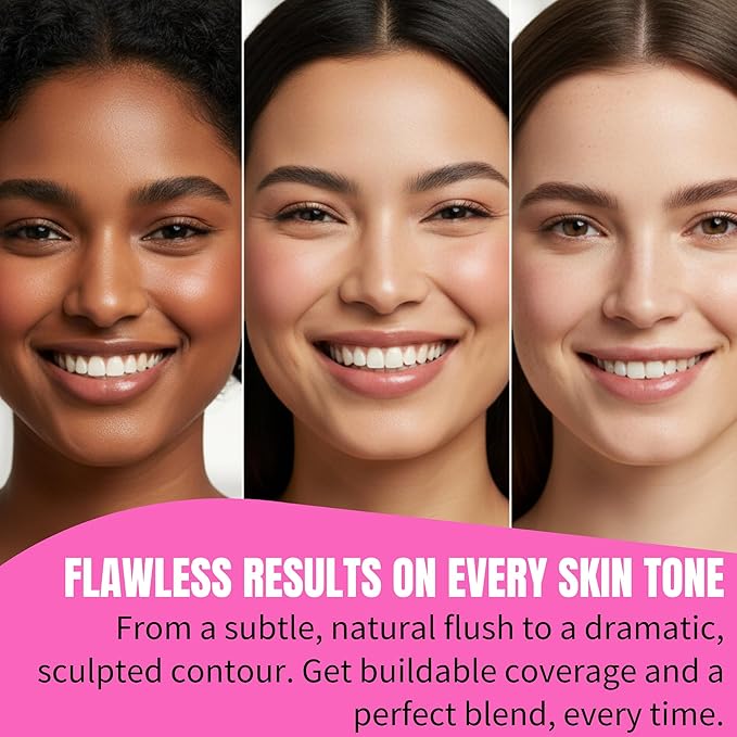 Beauty Junkees Blush Brush Angled for Cheeks - Cream Blush Brush & Bronzer Brush for Liquid, Cream, Powder - Synthetic Bristles, No Shedding