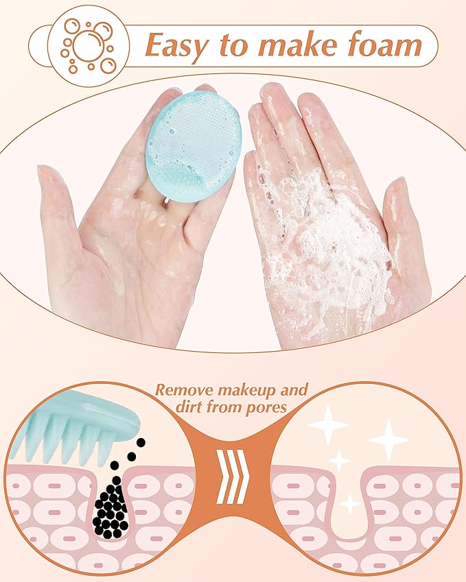 Face Scrubber, 8 PCS Silicone Face Scrubber Exfoliator for Women, Face Cleansing Brush Blackhead Acne Pore Pad for Deep Cleaning Skin Care