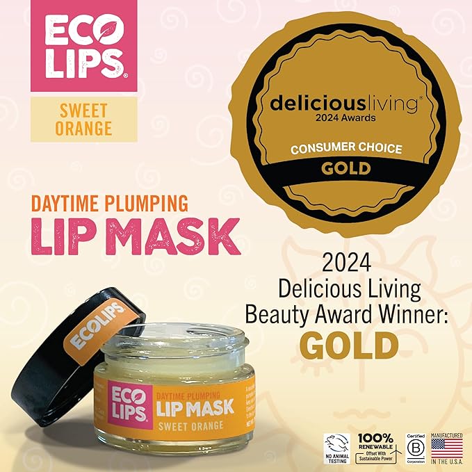 Eco Lips Plumping Daytime Lip Mask with Hyaluronic Acid and Upcycled Cloudberry Oil, 2-pack by Eco Lips 100% Natural. Made in USA