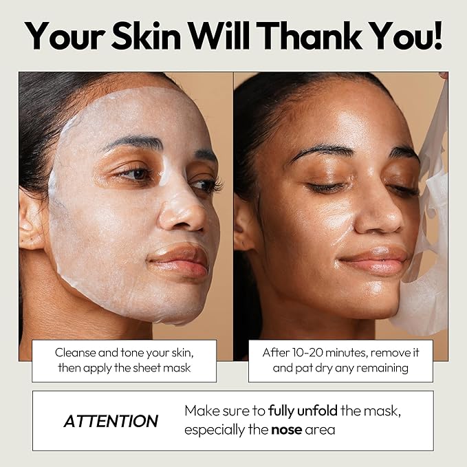 LAPCOS Honey Sheet Mask, Daily Face Mask with Hyaluronic Acid and Antioxidants to Hydrate and Tighten Dry Skin, Korean Beauty Favorite, 5-Pack