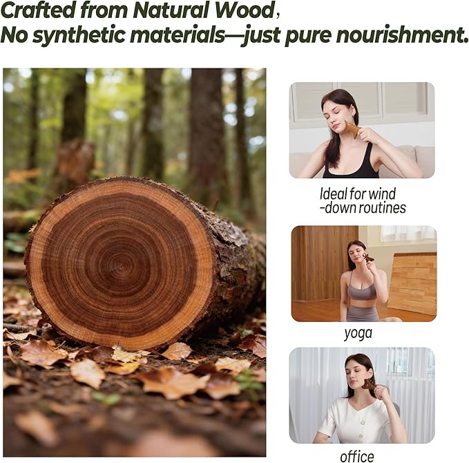 Wooden Gua Sha Tool & Massage Comb Set - 4-in-1 Face Gua Sha and Scalp Massager for Relaxation, Jawline Sculpting & Body Massage, Natural Self-Care Beauty Gift Set for Women, King Wood