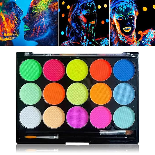 15 Colors Bruise Wheel for Special Effects,Halloween Face Body Paint SFX Makeup,Light Green Witch Zombie Gamora Face Body Paint Oil Based Cosplay Theatrical Halloween Makeup Kit B