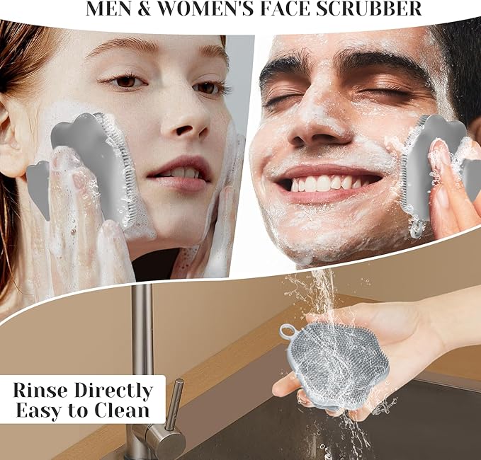 VWMYQ Silicone Face Scrubber - Exfoliating Face Scrubber for Women and Man, Gentle Facial Cleansing Brush Blackhead Acne Pore Pad Cradle Cap, Manual Soft Face Wash Brush for Deep Skin Care