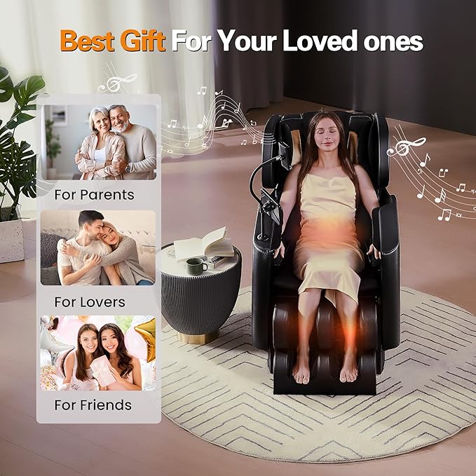 Massage chair full body, Zero Gravity Massage Chair with 10 Fixed Rollers, Shiatsu Massage Recliner Chair 2025, 6 Auto Mode, Airbags, Heating, Touch Screen Controller, Pain Relief Deep Tissue