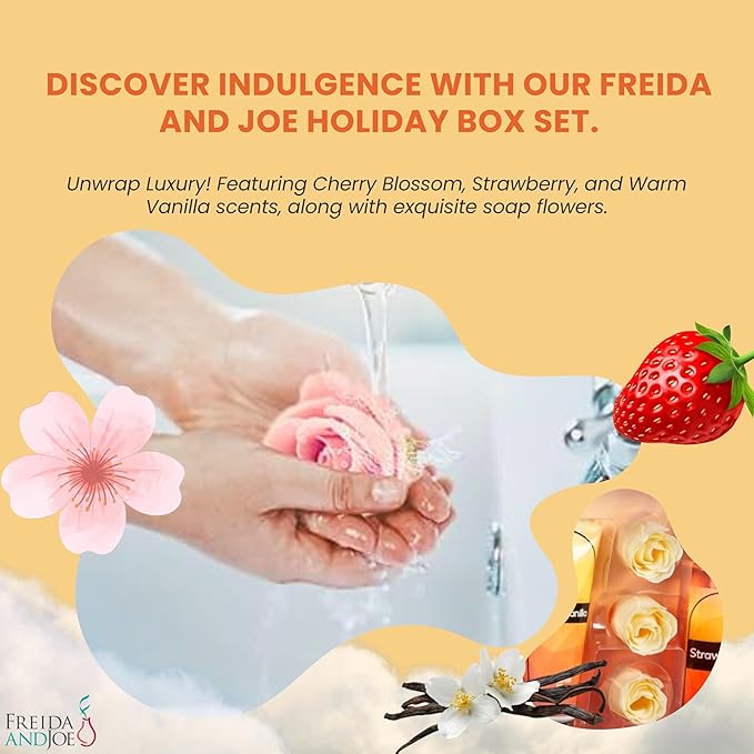 Fine Fragrance Body Mist & Body Splash Gift Set – Luxury Self-Care Combo for Women and Girls (Cherry Blossom, Strawberry, Warm Vanilla, Rose Soap)