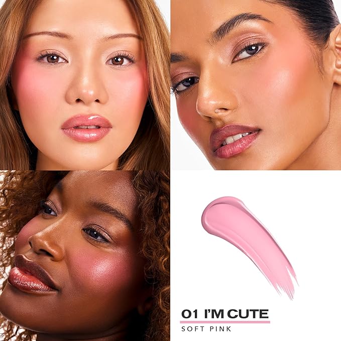 Sacheu Cheek STAY-N Liquid Blush for Cheeks — High Pigment, Buildable, Lightweight Cream Blush for Dewy & Radiant Flushed Cheeks — Long-lasting & Cruelty Free, I'm Cute