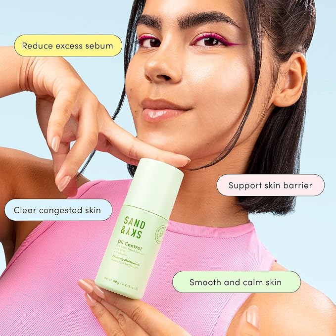 Sand & Sky Oil Control Lightweight Moisturizer with Salicylic Acid & Niacinamide - Oil-Free Face Cream for Blemish-Prone Skin, Balances Oil Production