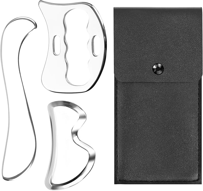3 in 1 Stainless Steel Muscle Scraper Tools Set, Gua Sha Scraping Massage Tools for Physical Therapy, IASTM Tools Soft Tissue Massage Tool, Guasha Tool for Body